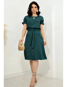 Conjunto Saia e Blusa Linho Decote Gota