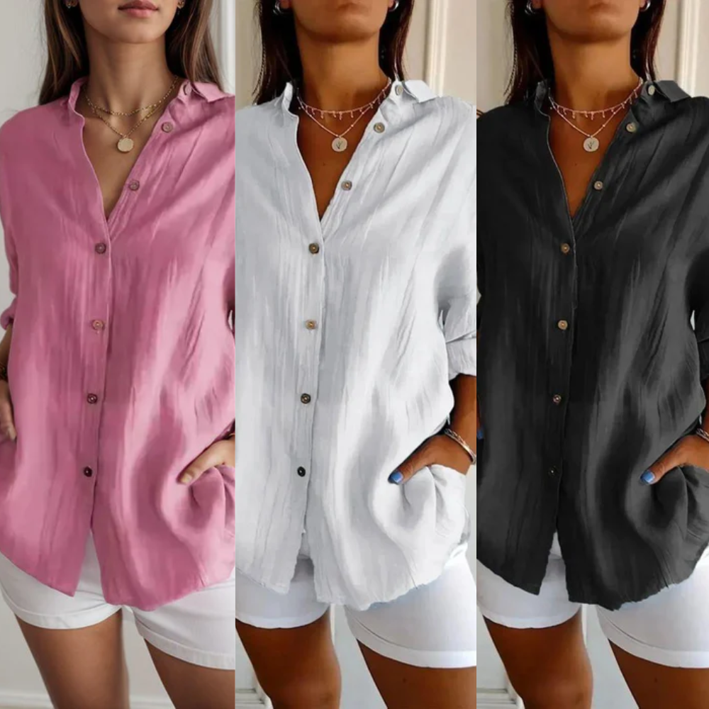 Kit 3 Camisas Ibiza em Linho de Algodão – Design Semi Plissado