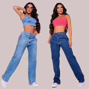 Calça Jeans Modeladora Wide Leg [Pague 1 Leve 2]